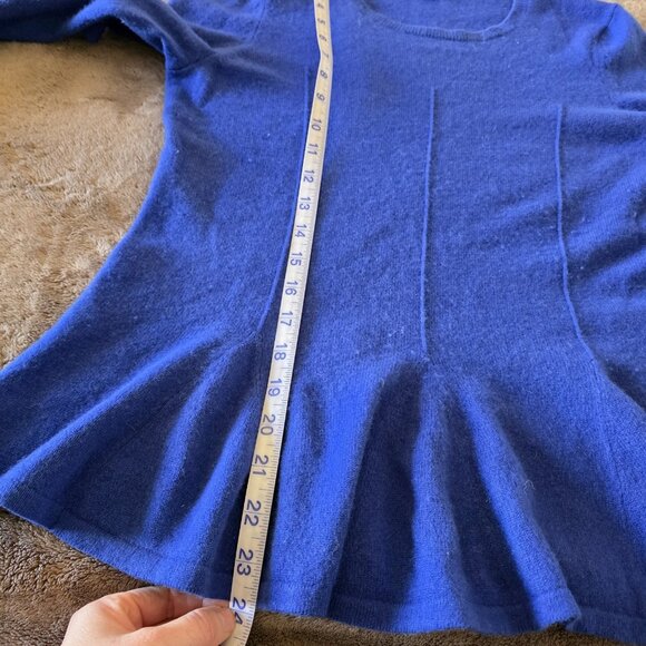 Antonio Melani 100% Cashmere Peplum Sweater Women’s Small Blue Long Sleeve Soft - Picture 11 of 12